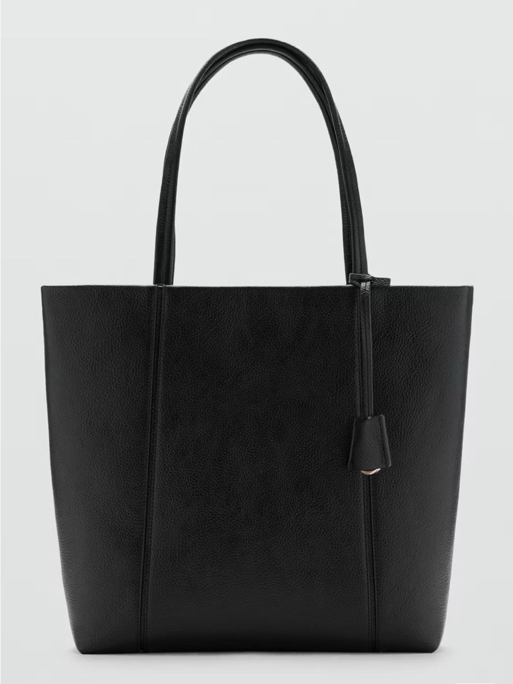 Mango Black Pebbled faux Leather Tote with Long Handles